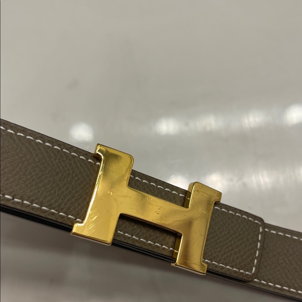 Hermes Brown Leather H Belt with Gold H Buckle - Picture 5 of 6